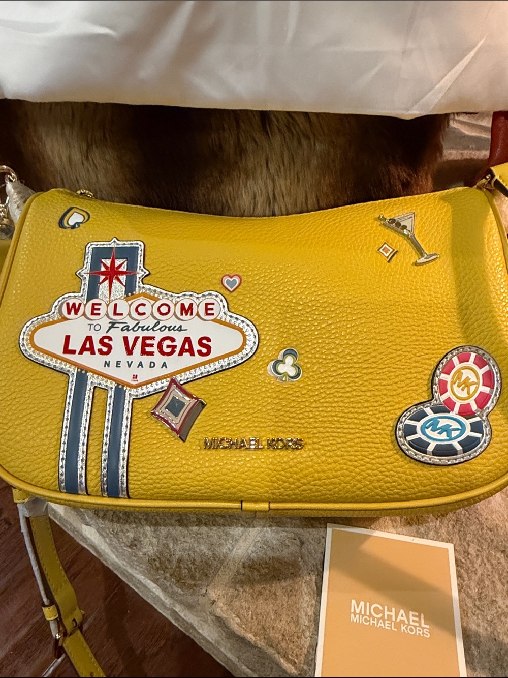 NWT Michael Kors Honey Carmella Las Vegas Patchwork Shoulder Bag - Picture 10 of 11